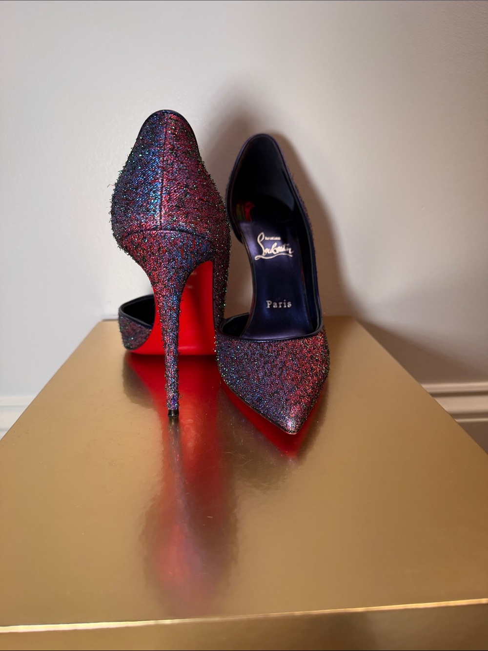 Christian Louboutin Iriza Half d’Orsay Iridescent Multicolor Glitter Pumps
